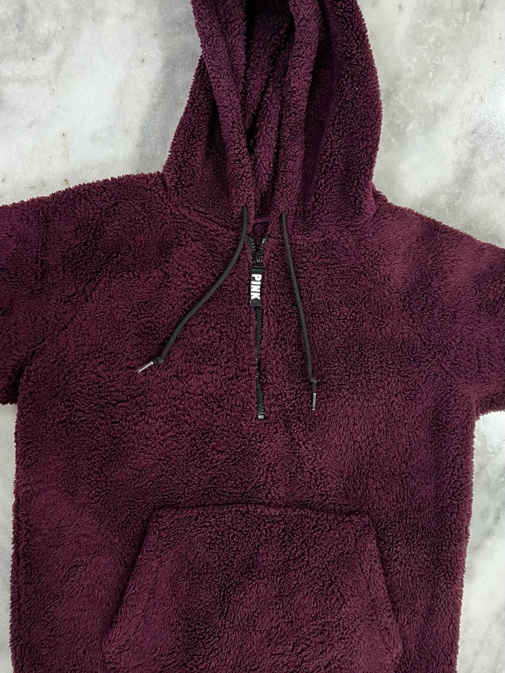 PINK Victoria's Secret Sherpa Hoodie in Deep Plum